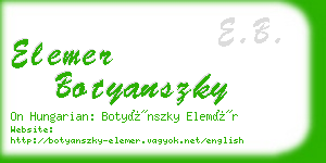 elemer botyanszky business card